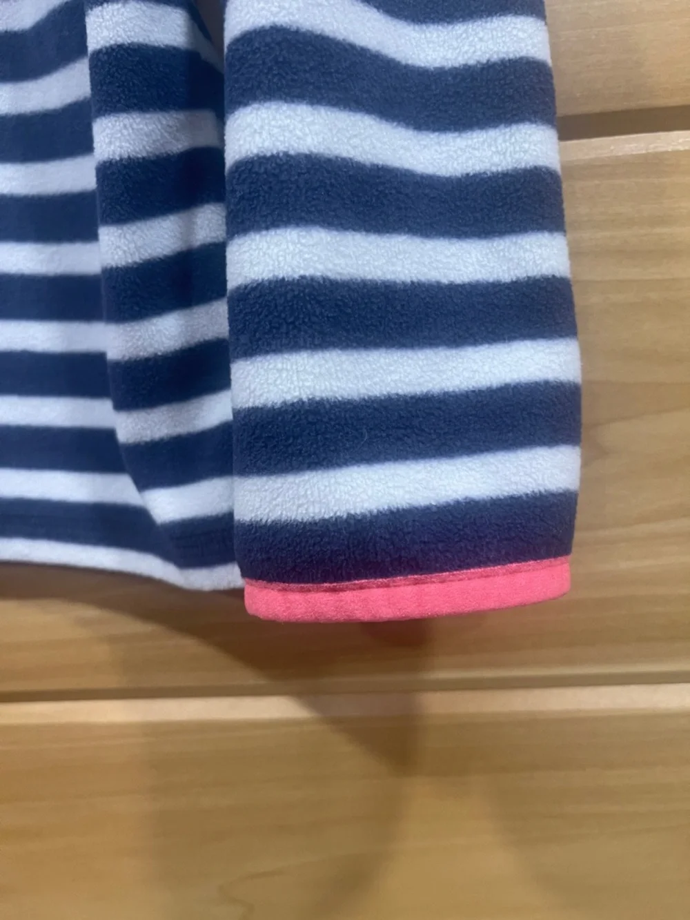 OshKosh B'gosh Navy & White Striped Fleece Pullover with Pink Trim